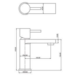 ETAL Blake Matt Black 170mm Standard Lever Mono Basin Mixer Tap