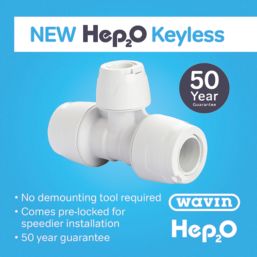 Hep2O  Plastic Push-Fit Reducing Keyless Tee 15mm x 15mm x 10mm