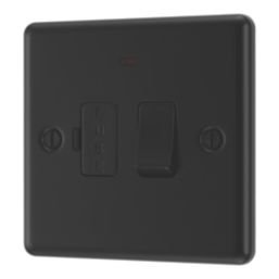 LAP  13A Switched Fused Spur with LED Matt Black with Black Inserts