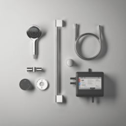 Mira Platinum HP/Combi Rear-Fed Black/Chrome Thermostatic Wireless Digital Mixer Shower