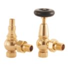 Arroll UK-20 15mm x 1/2" Brass Angled & L/S Traditional Manual Radiator Valve & Lockshield