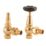 Arroll UK-20 15mm x 1/2" Brass Angled & L/S Traditional Manual Radiator Valve & Lockshield