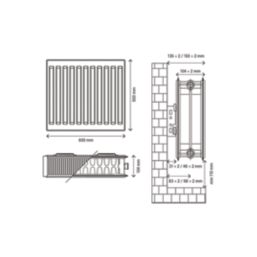 Flomasta 500mm x 600mm 3013BTU White Type 22 Convector Radiator