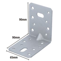 Magnodur Reinforced Angle Brackets Silver 90mm x 90mm x 65mm 10 Pack