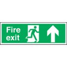 Non Photoluminescent "Fire Exit" Up Arrow Sign 150mm x 450mm