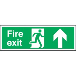 Non Photoluminescent "Fire Exit" Up Arrow Sign 150mm x 450mm