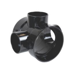 FloPlast  Solvent Weld 3-Boss Double Socket Short Pipe Black 110mm
