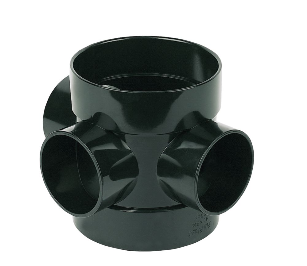 FloPlast Solvent Weld 3-Boss Double Socket Short Pipe Black 110mm ...