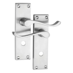 Smith & Locke  Fire Rated WC Door Handles Pair Satin Chrome