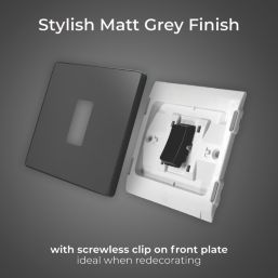 British General Evolve 20A 16AX 1-Gang Intermediate Light Switch Grey with Black Inserts