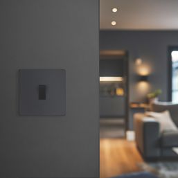 British General Evolve 20A 16AX 1-Gang Intermediate Light Switch Grey with Black Inserts