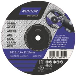 Norton  Metal Cutting Discs 125mm (5") x 22.23mm 5 Pack