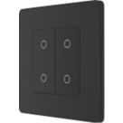 British General Evolve 2-Gang 2-Way LED Double Secondary Touch Trailing Edge Dimmer Switch  Matt Black with Black Inserts