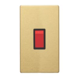 Contactum Lyric 45A 1-Gang DP Control Switch Brushed Brass  with Black Inserts