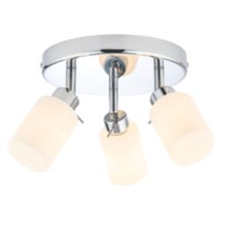 Luxor Cylinder 3-Light Bathroom Spotlight Chrome/White