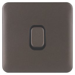 Schneider Electric Lisse Deco 10A 1-Gang 2-Way Retractive Switch Mocha Bronze with Black Inserts
