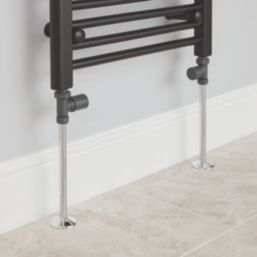 Flomasta  15mm x 1/2" Black Straight Modern Manual Radiator Valve & Lockshield  2 Pack