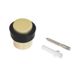 Eclipse Round Knurled Floor Door Stop 30 x 40mm Satin Brass