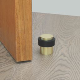 Eclipse Round Knurled Floor Door Stop 30 x 40mm Satin Brass