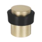 Eclipse Round Knurled Floor Door Stop 30 x 40mm Satin Brass
