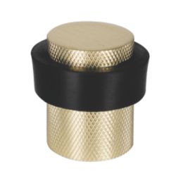 Eclipse Round Knurled Floor Door Stop 30 x 40mm Satin Brass