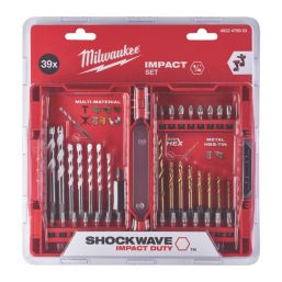 Milwaukee Shockwave 1/4" Hex Shank Mixed Impact Bit Set 39 Piece Set