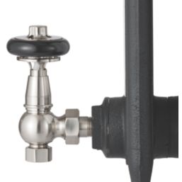 Arroll UK-28 15mm x 1/2" Brushed Nickel Angled Traditional Thermostatic Radiator Valve & Lockshield