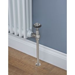 Arroll UK-28 15mm x 1/2" Brushed Nickel Angled Traditional Thermostatic Radiator Valve & Lockshield