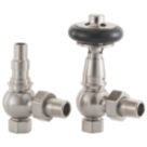 Arroll UK-28 15mm x 1/2" Brushed Nickel Angled Traditional Thermostatic Radiator Valve & Lockshield