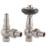 Arroll UK-28 15mm x 1/2" Brushed Nickel Angled Traditional Thermostatic Radiator Valve & Lockshield
