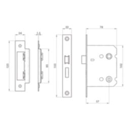 Smith & Locke  Antique Brass Bathroom Mortice Latch 76mm Case - 57mm Backset