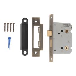 Smith & Locke  Antique Brass Bathroom Mortice Latch 76mm Case - 57mm Backset
