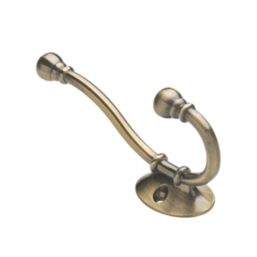 Decohooks Two Prong Ball End Hook Antique Brass 130mm