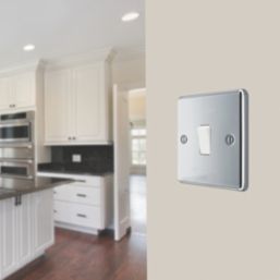 LAP  20A 16AX 1-Gang 2-Way Light Switch  Polished Chrome with White Inserts