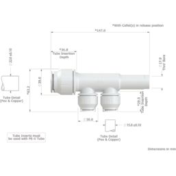 JG Speedfit PEM582215BWP Plastic Push-Fit Reducing 2 Port Plumbing Manifold 22mm x 15mm