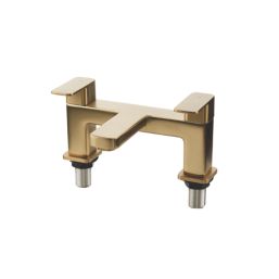 ETAL Lanza Brushed Brass 174mm Deck Mounted Lever 2 Tap Holes Bath Mixer Tap