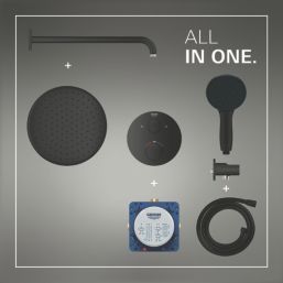 Grohe Precision 250 Round HP Rear-Fed Concealed Matt Black Thermostatic Shower System