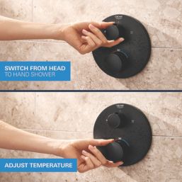 Grohe Precision 250 Round HP Rear-Fed Concealed Matt Black Thermostatic Shower System