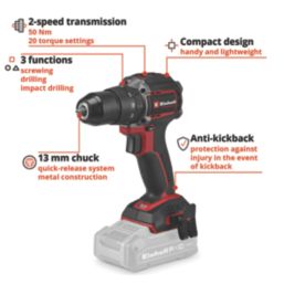 Einhell Professional Compact 18V 2 x 4.0Ah Li-Ion Power X-Change Brushless Cordless Combi Drill & Impact Driver Twin Pack