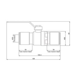 Flomasta  Push-Fit Full Bore 22mm Ball Valve with Red Handle