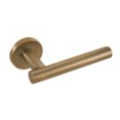 Eclipse Precision T-Bar Fire Rated Lever on Rose Door Handle Pair Antique Brass