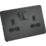 Knightsbridge  13A 2-Gang DP Switched Double Socket Anthracite  with Black Inserts