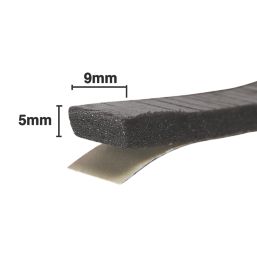 Stormguard Sureseal 5 Self-Adhesive Foam Draught Excluder Weatherstrip Black 7.5m 2 Pack