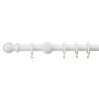 Universal Wooden Curtain Pole White 28mm x 2.4m