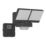 Brackenheath iSpot Swivel Outdoor LED Twin floodlight With PIR & Photocell Sensor Black 16.5W 2100lm