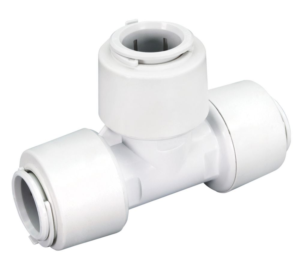 FloPlast FloFit+ Plastic PushFit Equal Tees 15mm 5 Pack Screwfix