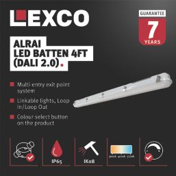 Lexco Alrai Single 4ft LED Adjustable CCT Batten 36W 2500-5000lm 220-240V