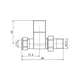 ETAL Swelt 15mm x 1/2" Satin Black Straight Designer Manual Radiator Valve Head & Body  2 Pack