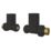 ETAL Swelt 15mm x 1/2" Satin Black Straight Designer Manual Radiator Valve Head & Body  2 Pack
