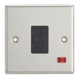 Contactum iConic 13A Unswitched Fused Spur with Neon Brushed Steel with Black Inserts